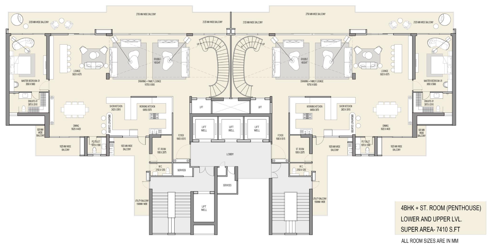 M3M The Cullinan 5 BHK duplex floor plan